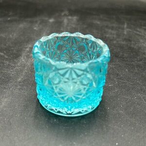 Elegant Blue Glass salt cellar daisy and button